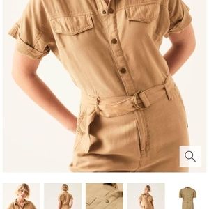 utility khaki denim jumpsuit NEW, long sleeve